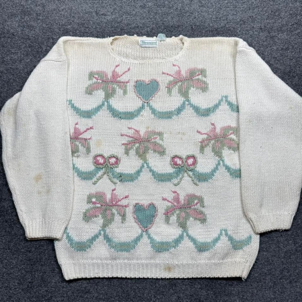 3329 Shenanigans Knitted Floral Sweater Size Medium Womens
